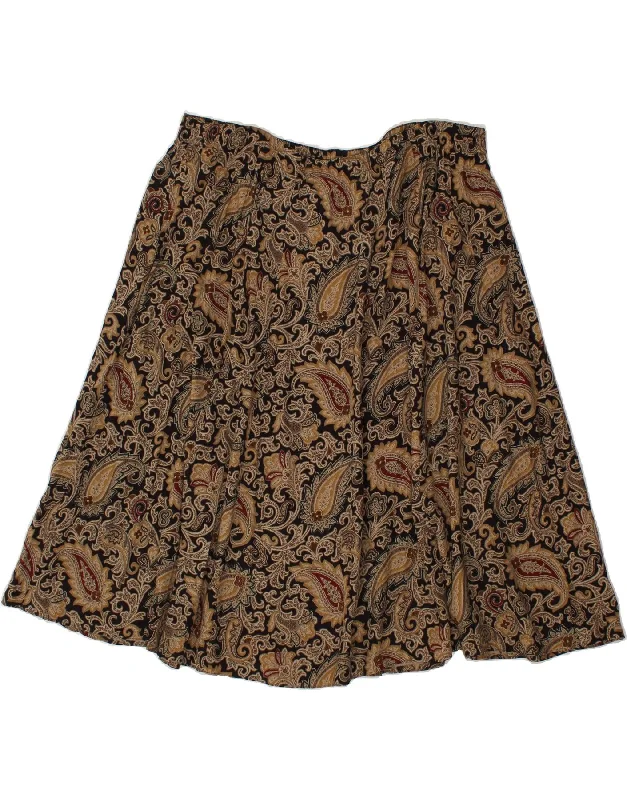 JOSEPH JANARD Womens A-Line Skirt W42 3XL Brown Paisley Viscose silk skirt elegant