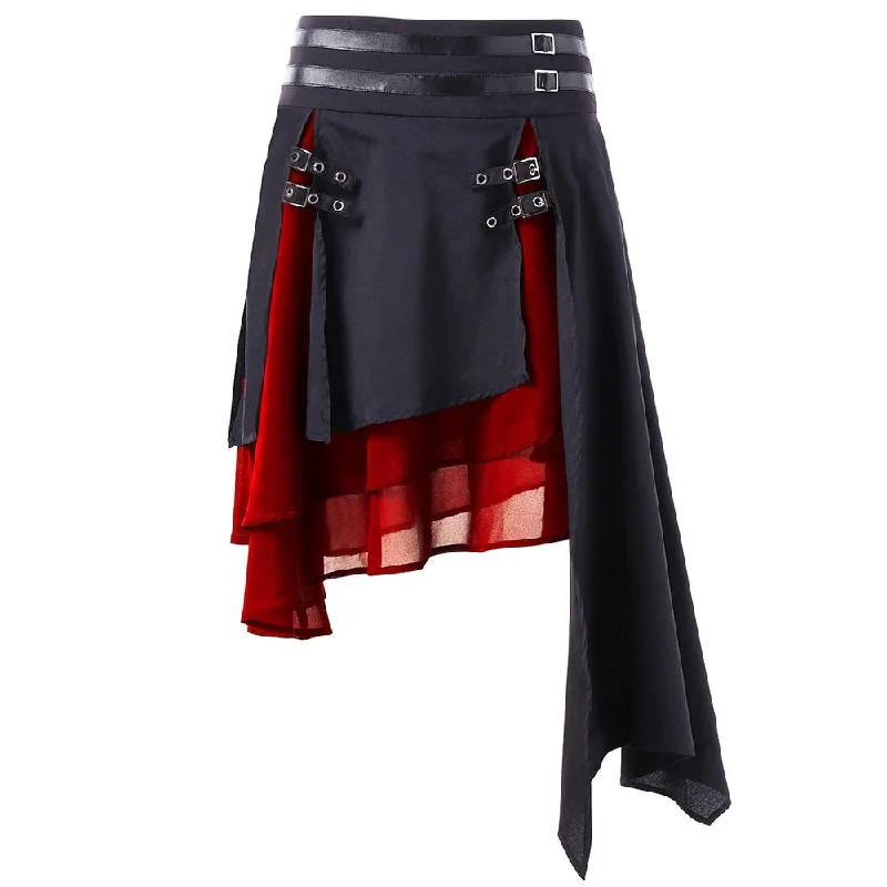 Faux Leather Asymmetric High Waist Skirt lace skirt romantic