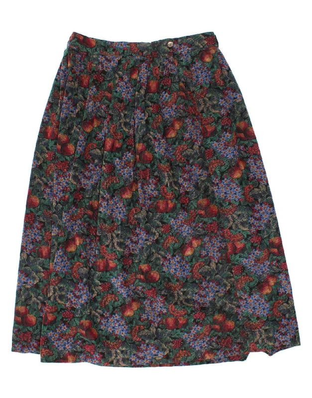 L.L.BEAN Womens Flared Skirt US 14 Large W30  Multicoloured Floral cashmere skirt fine