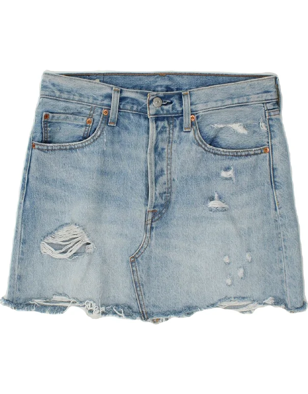 LEVI'S Womens Distressed Denim Skirt W30 Medium Blue Cotton lightweight skirt design