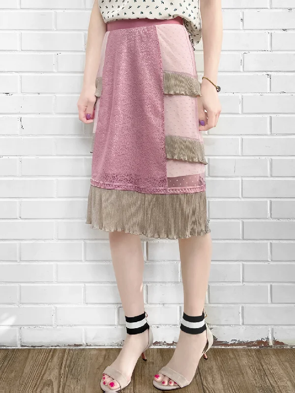 Surprise Sale! Pinky Sparkle Tiered Ruffle Dotty Trim Lace Skirt leather skirt sleek