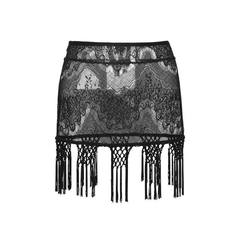 Punk Gothic Mini Women Lace Skirt cashmere skirt plush