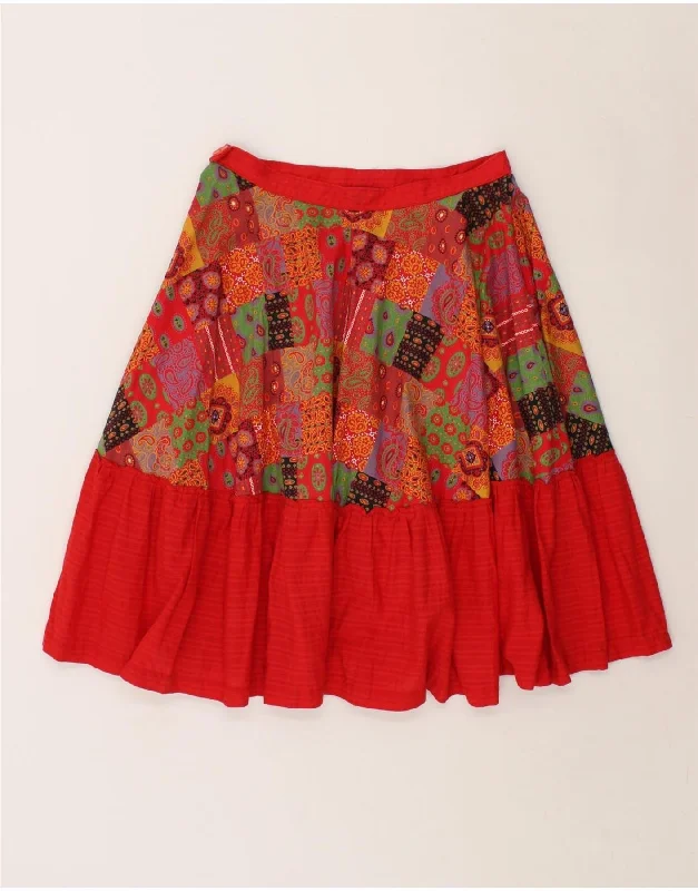 VINTAGE Womens A-Line Skirt W26 Small Red Patchwork lace skirt romantic