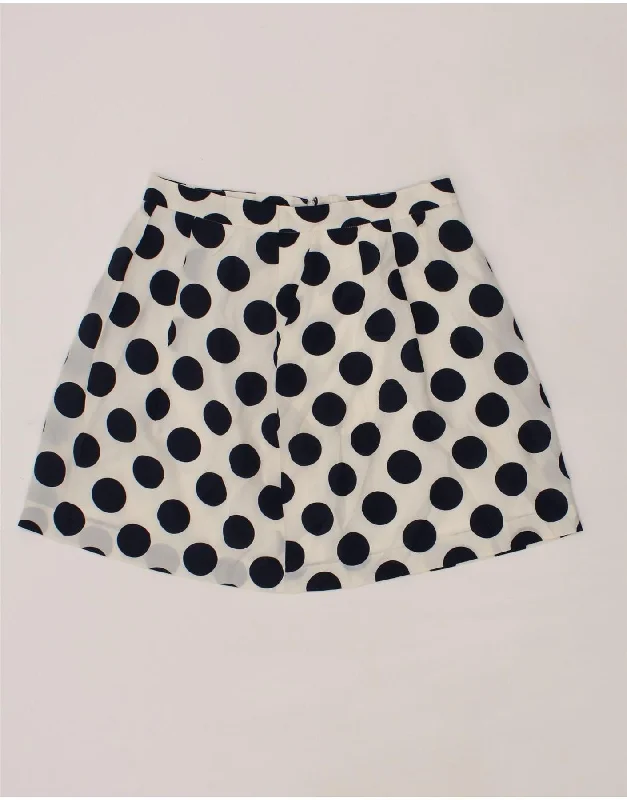 VINTAGE Womens Mini Skirt W30 Medium Off White Polka Dot leather skirt modern