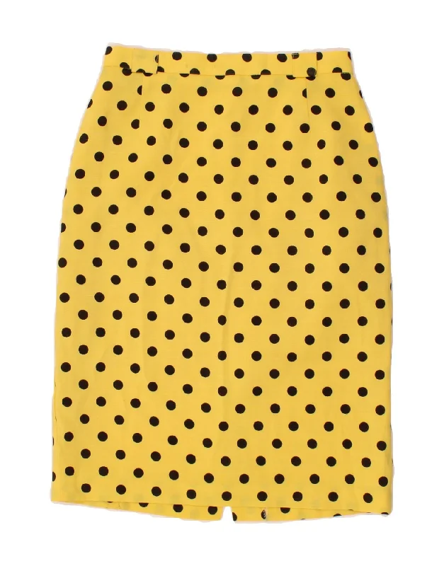 VINTAGE Womens Pencil Skirt W26 Small Yellow Polka Dot corduroy skirt cozy