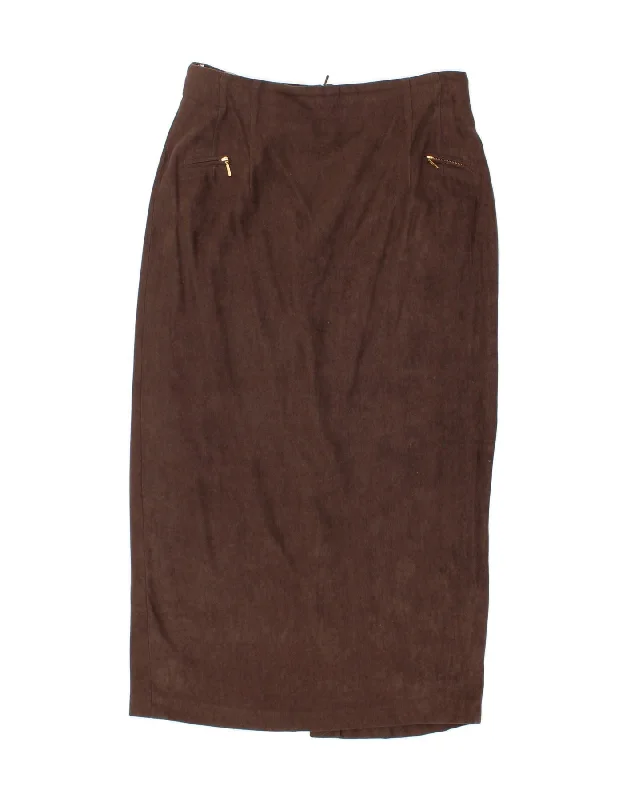 VINTAGE Womens Stretch Maxi Skirt IT 44 Medium W30  Brown Polyamide denim skirt durable